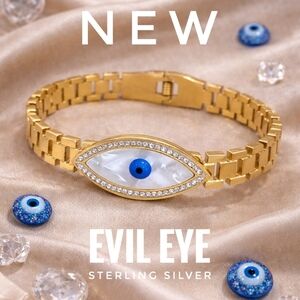 ✨ Evil Eye Bracelet • Stainless Steel • Crystal Pavé • Protective Charm